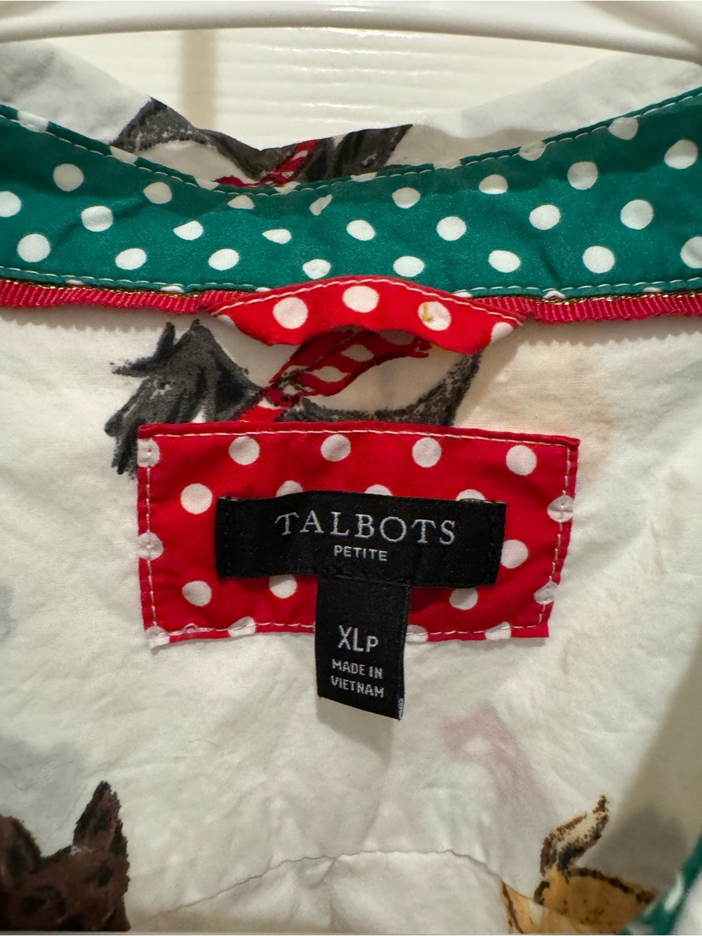 Talbots White Button-Up Shirt with Playful Dog Print - Picture 4 of 12